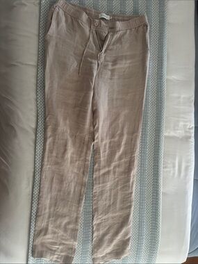 Bugatchi Men's Light Taupe Linen-Blend Drawstring Chinos